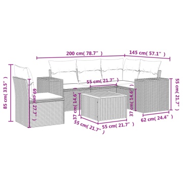 Set mobilier grădină cu perne, 6 piese, gri, poliratan - Img 3