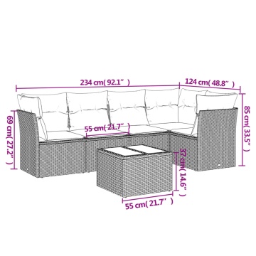 Set mobilier grădină cu perne, 6 piese, gri, poliratan - Img 3