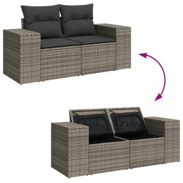 Set mobilier grădină cu perne, 6 piese, gri, poliratan - Img 6