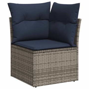 Set mobilier grădină cu perne, 6 piese, gri, poliratan - Img 4