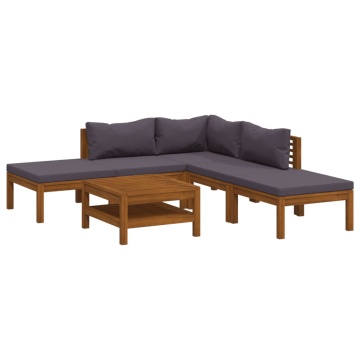 Set mobilier grădină cu perne, 6 piese, lemn masiv acacia - Img 2