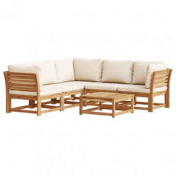 Set mobilier grădină cu perne, 6 piese, lemn masiv acacia - Img 2