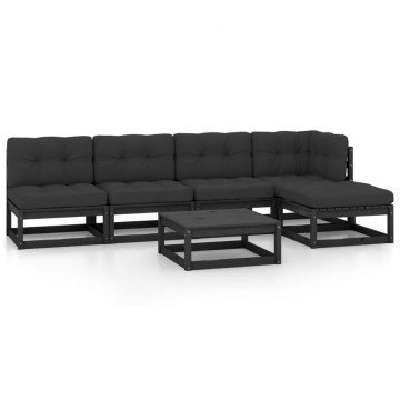 Set mobilier grădină cu perne, 6 piese, lemn masiv pin - Img 2