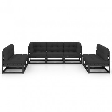Set mobilier grădină cu perne, 7 piese, lemn masiv pin - Img 3