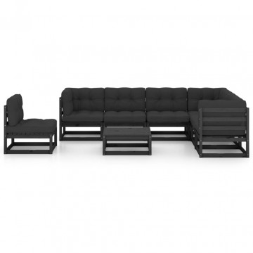 Set mobilier grădină cu perne, 8 piese, lemn masiv de pin - Img 2