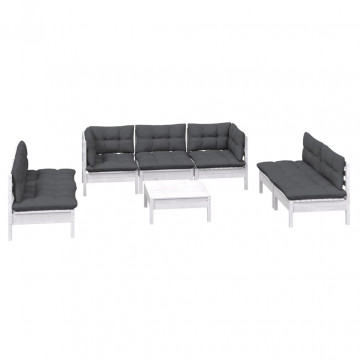 Set mobilier grădină cu perne, 8 piese, lemn masiv pin - Img 3