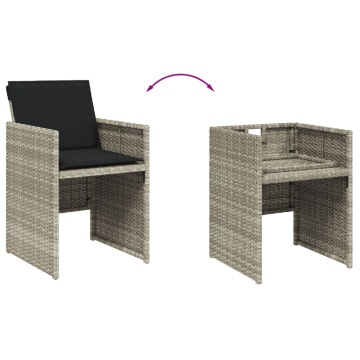 Set mobilier grădină cu perne, 9 piese, gri deschis, poliratan - Img 8