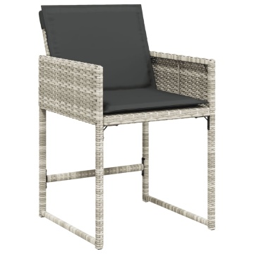 Set mobilier grădină cu perne, 9 piese, gri deschis, poliratan - Img 8