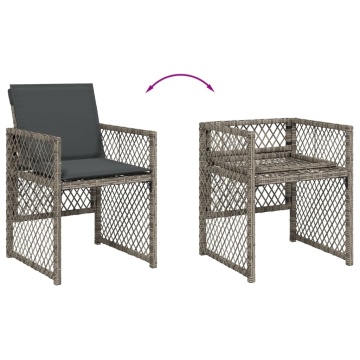 Set mobilier grădină cu perne, 9 piese, gri, poliratan - Img 5