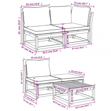 Set mobilier grădină cu perne, 9 piese, lemn masiv acacia - Img 7
