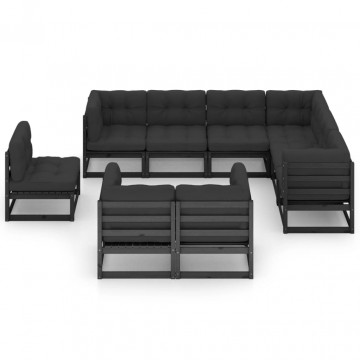Set mobilier grădină cu perne, 9 piese, lemn masiv de pin - Img 2