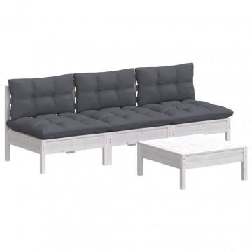 Set mobilier grădină cu perne antracit, 4 piese, lemn de pin - Img 3