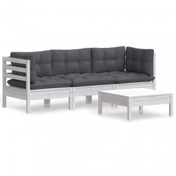 Set mobilier grădină cu perne antracit, 4 piese, lemn de pin - Img 2