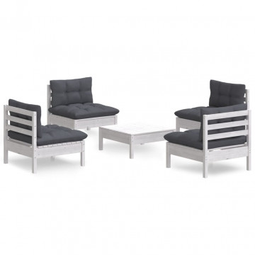 Set mobilier grădină cu perne antracit, 5 piese, lemn de pin - Img 2