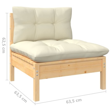 Set mobilier grădină cu perne crem, 10 piese, lemn masiv de pin - Img 7