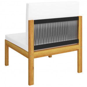 Set mobilier grădină cu perne, crem, 4 piese, lemn masiv acacia - Img 7