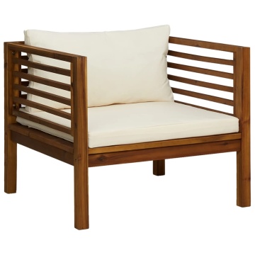 Set mobilier grădină cu perne crem, 7 piese, lemn masiv acacia - Img 5