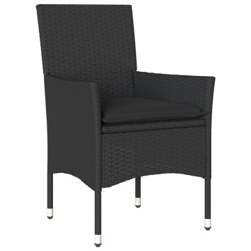 Set mobilier grădină perne 3 piese negru poliratan/lemn acacia - Img 3