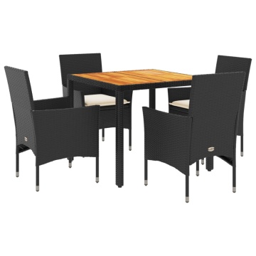 Set mobilier grădină perne 5 piese negru poliratan/lemn acacia - Img 2