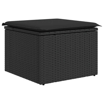 Set mobilier grădină perne 8 piese negru, poliratan/lemn acacia - Img 5