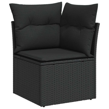 Set mobilier grădină perne 9 piese negru poliratan/lemn acacia - Img 5