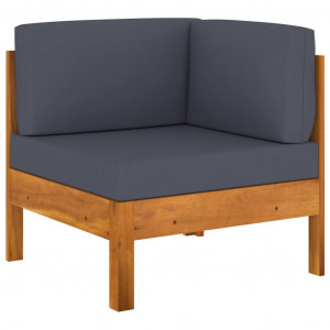 Set mobilier grădină perne gri închis, 7 piese, lemn acacia - Img 2