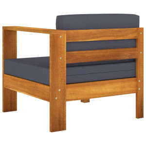 Set mobilier grădină perne gri închis, 7 piese, lemn acacia - Img 5