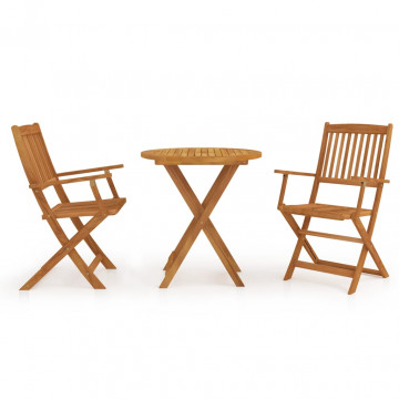 Set mobilier grădină, pliabil, 3 piese, lemn masiv acacia - Img 1