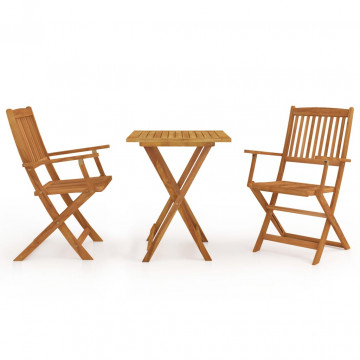 Set mobilier grădină pliabil, 3 piese, lemn masiv acacia - Img 2
