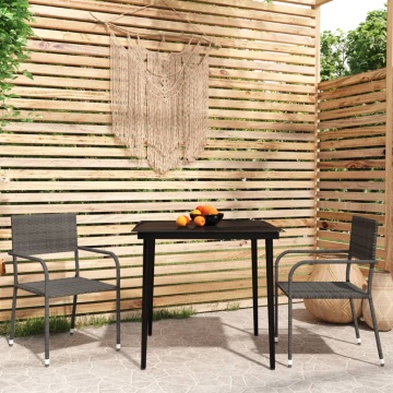 Set mobilier pentru grădină, 3 piese, gri - Img 1
