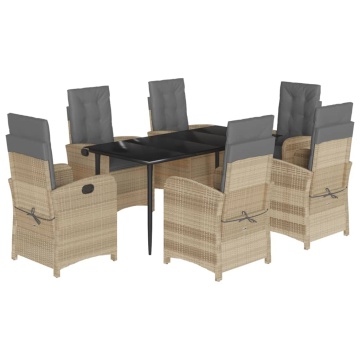 Set mobilier pentru grădină, 7 piese, cu perne, bej, poliratan - Img 2