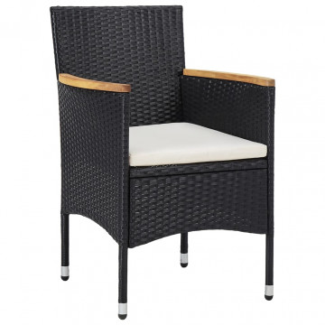 Set mobilier pentru grădină, 7 piese, negru, poliratan - Img 4