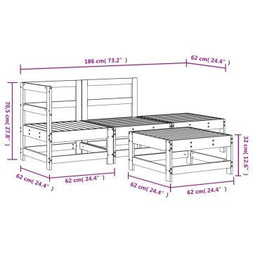 Set mobilier relaxare de grădină, 4 piese, lemn masiv de pin - Img 6