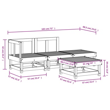 Set mobilier relaxare grădină, 4 piese, lemn masiv Douglas - Img 6