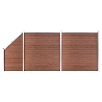Set panouri gard, 2 pătrate + 1 oblic, maro, 446x186 cm, WPC - Img 1