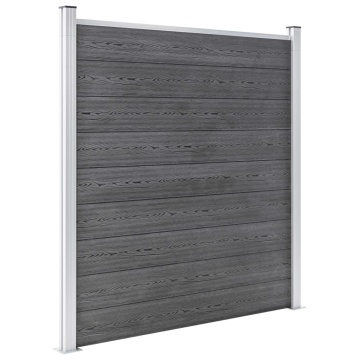Set panouri gard, 4 pătrate + 1 oblic, gri, 792 x 186 cm, WPC - Img 4