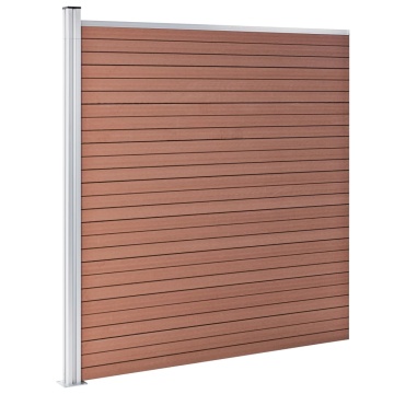 Set panouri gard, 5 pătrate + 1 oblic, maro, 965 x 186 cm, WPC - Img 6