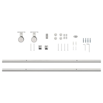 Set piese pentru ușă glisantă, argintiu, 200 cm oțel inoxidabil - Img 8