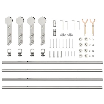 Set piese pentru ușă glisantă, argintiu, 200 cm oțel inoxidabil - Img 7