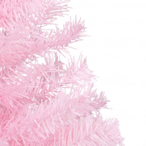 Set pom Crăciun artificial LED-uri&globuri, roz, 240 cm, PVC - Img 3