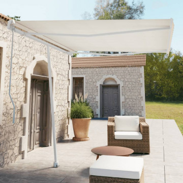 Set stâlp pentru copertină, alb, 300x245 cm, fier - Img 1