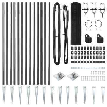 Set stâlpi de gard Set de 2 Gri, Negru Oțel, PVC 25 x 0.5 m - Img 4