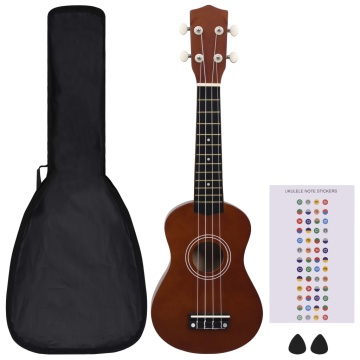 Set ukulele soprano, cu husă, pentru copii, natural, 21 - Img 2