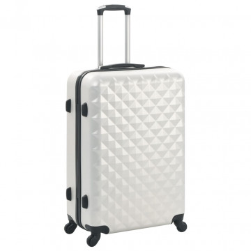 Set valiză carcasă rigidă, 3 buc., argintiu strălucitor, ABS - Img 2