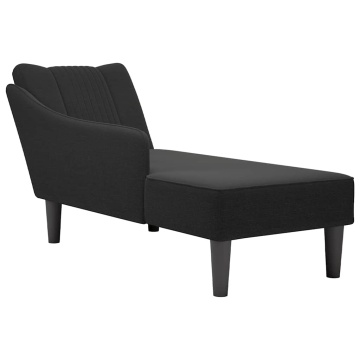 Sezlong cu cotieră dreaptă din material negru - Img 1
