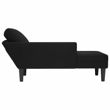 Șezlong cu pernă și cotieră dreaptă, negru, catifea - Img 8