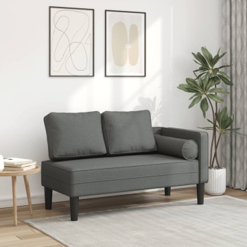 Șezlong cu perne, gri închis, material textil - Img 1