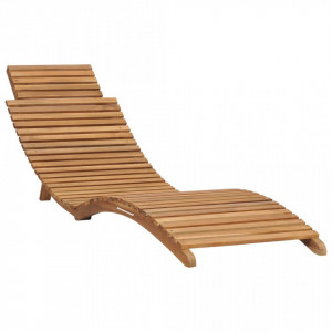 Șezlong de soare pliabil cu masă, lemn masiv de tec - Img 8