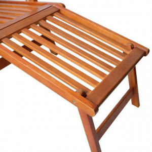 Șezlong din lemn de acacia pentru exterior cu suport pentru picioare - Img 5