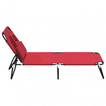 Șezlong pliabil roșu țesătură Oxford&oțel vopsit electrostatic - Img 4